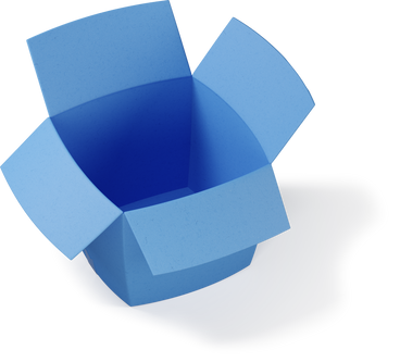 Vista dall'alto di una scatola aperta blu PNG, SVG