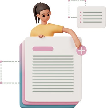 young woman pointing on new document button PNG, SVG