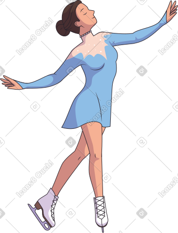 Figure skater girl standing and raising arms PNG, SVG