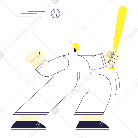 Мужчина играет в бейсбол с поднятой битой в PNG, SVG