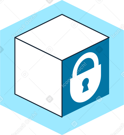 cube blue lock icon PNG, SVG