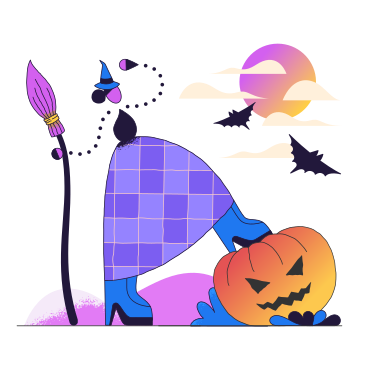 Witch with pumpkin and bats PNG, SVG