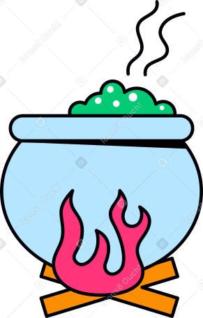 bubbling cauldron on fire Illustration in PNG, SVG