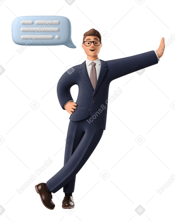 3D Businessman in work conversation leaning on the wall with one arm PNG, SVG