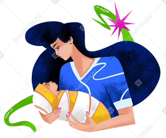 Woman holding a baby boy PNG, SVG
