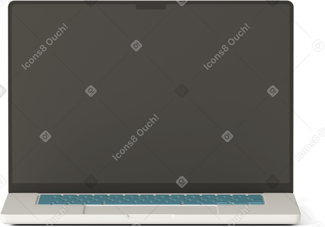 3D laptop black screen Illustration in PNG, SVG