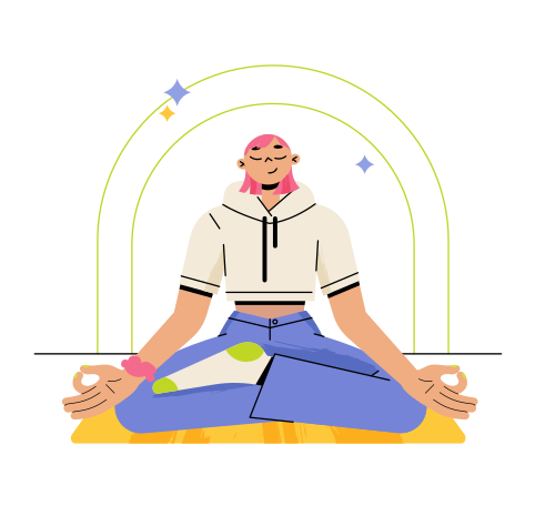 Woman in focused meditation Illustration in PNG, SVG