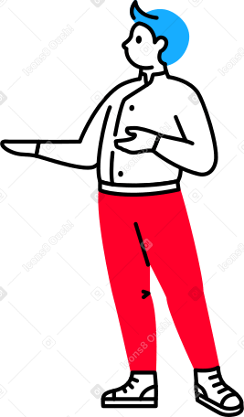 man in a work jacket extended his hand Illustration in PNG, SVG