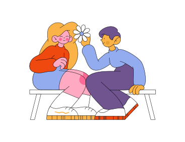 Man puts flower in woman's hair  PNG, SVG