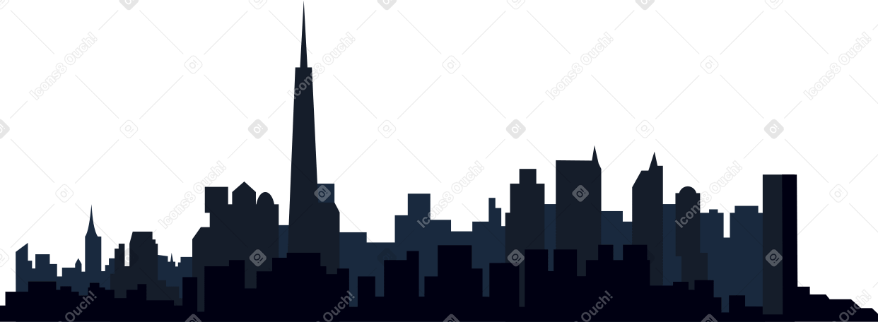 evening silhouette of the city Illustration in PNG, SVG