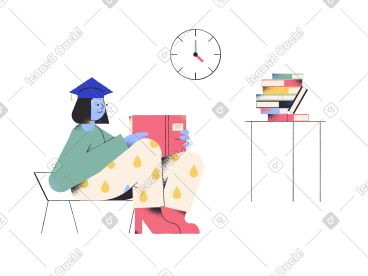 女学生读书做作业 PNG, SVG