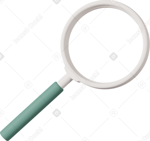 3D magnifying glass turn right PNG, SVG