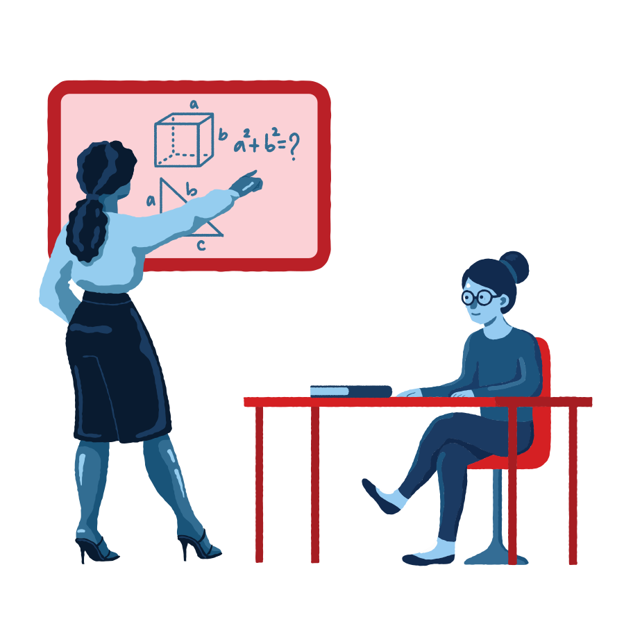 Teacher and pupil in the class Illustration in PNG, SVG