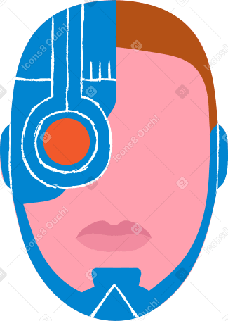 cyborg face PNG, SVG