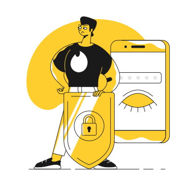 Security guard with shield protecting phone and password  PNG, SVG