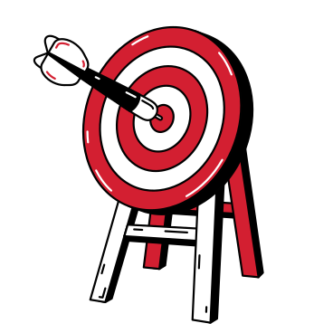 Target on stand with dart in center PNG, SVG