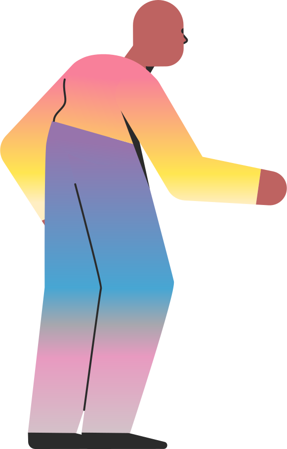 Old person standing back Illustration in PNG, SVG