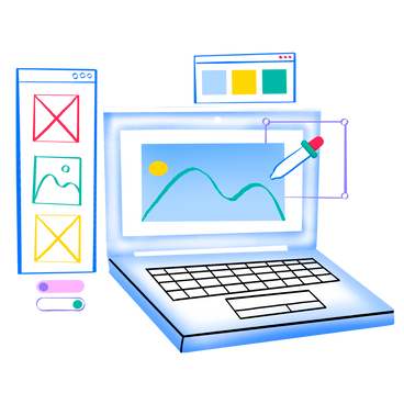 Graphic design software on laptop PNG, SVG