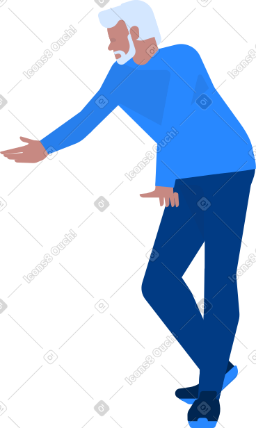 Man leans on table and holds out his hand for handshake PNG, SVG