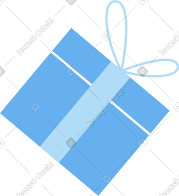 Blue gift with ribbon and bow PNG, SVG