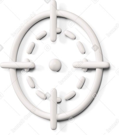 3D White target icon turned to the left Illustration in PNG, SVG
