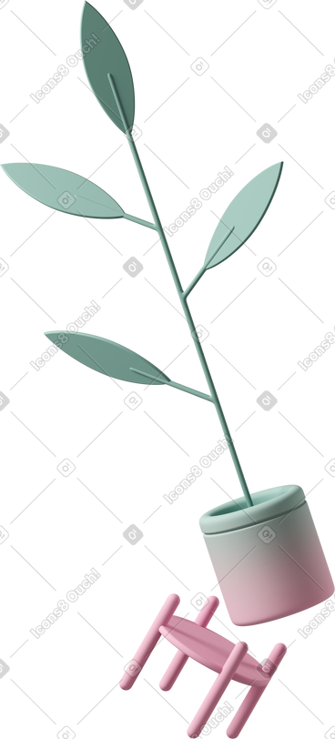 高大的盆栽植物从粉红色的支架上掉下来 PNG, SVG