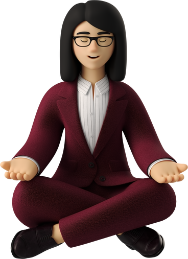 businesswoman in red suit meditating PNG, SVG