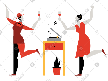 女人们边喝酒边随着音乐跳舞 PNG, SVG