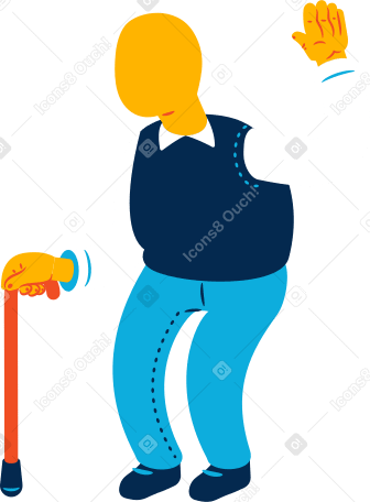 chubby old man greeting Illustration in PNG, SVG