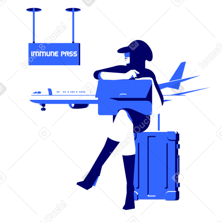 Woman waiting for a flight Illustration in PNG, SVG