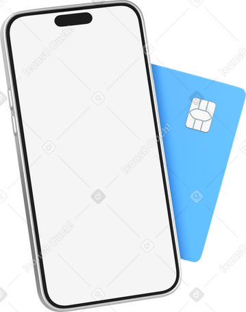 3D phone and credit card Illustration in PNG, SVG