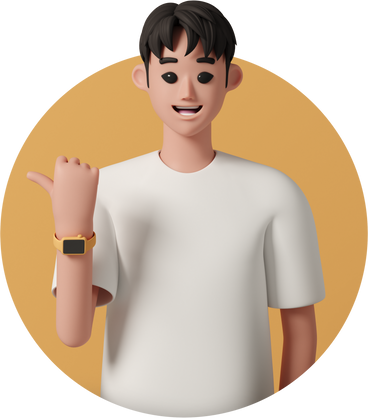 young happy man points with finger to left side PNG, SVG