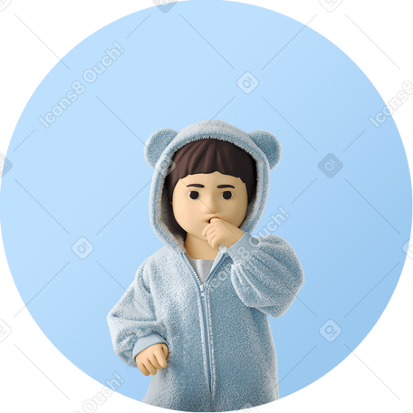 3D baby with finger in mouth PNG、SVG