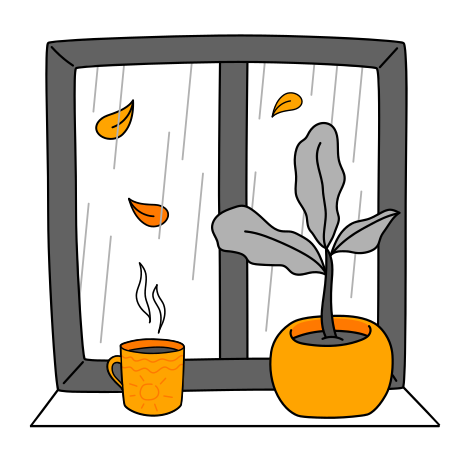 Window in autumn  Illustration in PNG, SVG