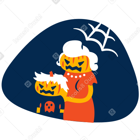 People with halloween pumpkins for heads PNG, SVG
