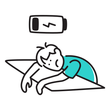 Tired man lying on a table PNG, SVG