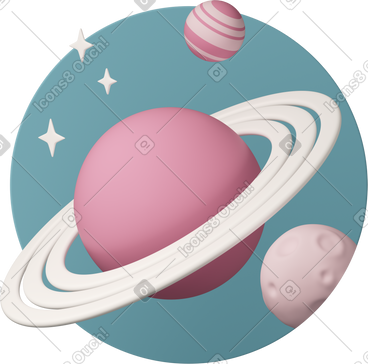 Planet with rings in outer space PNG, SVG