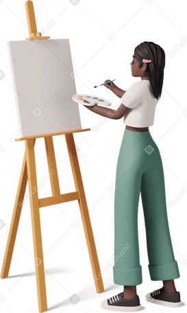 3D girl painting PNG, SVG