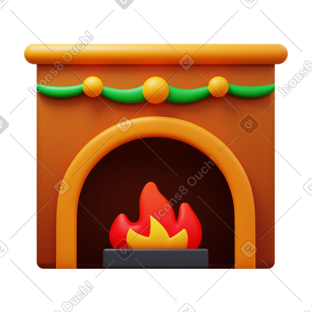 3D fireplace PNG, SVG