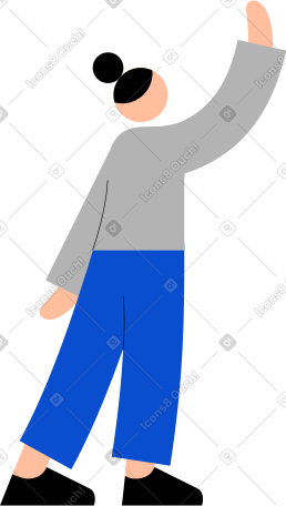 年轻女子举起手 PNG, SVG