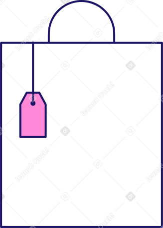 shopping bag with tag Illustration in PNG, SVG