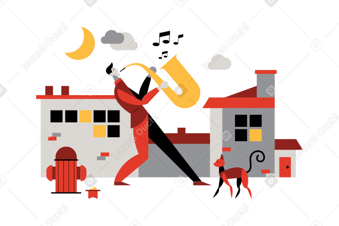 Street musician playing the saxophone PNG, SVG