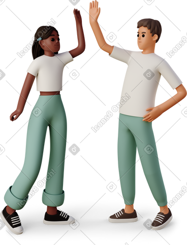 Young people high-fiving each other PNG, SVG