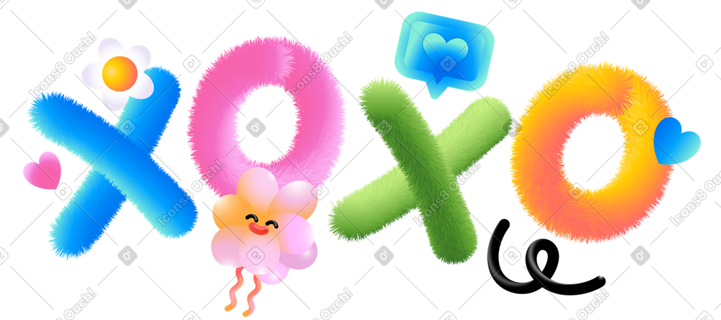 用心和粉红色气泡文本刻字 xoxo PNG, SVG