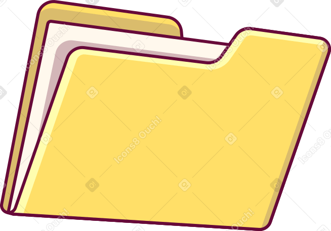 yellow folder with documents Illustration in PNG, SVG