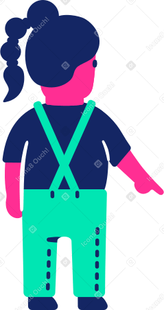 child back pointing down Illustration in PNG, SVG