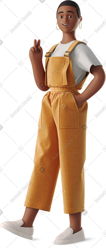 Young woman in overalls PNG, SVG