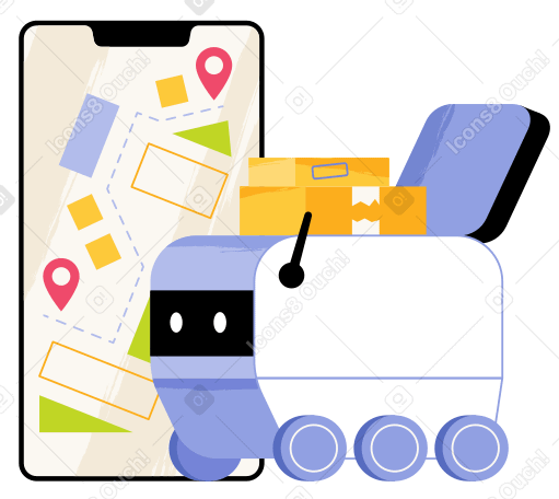 Robot delivery Illustration in PNG, SVG