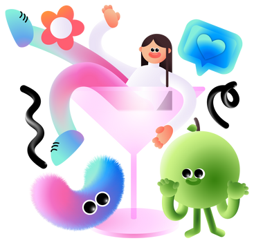 Frau entspannt sich in einem cocktailglas PNG, SVG