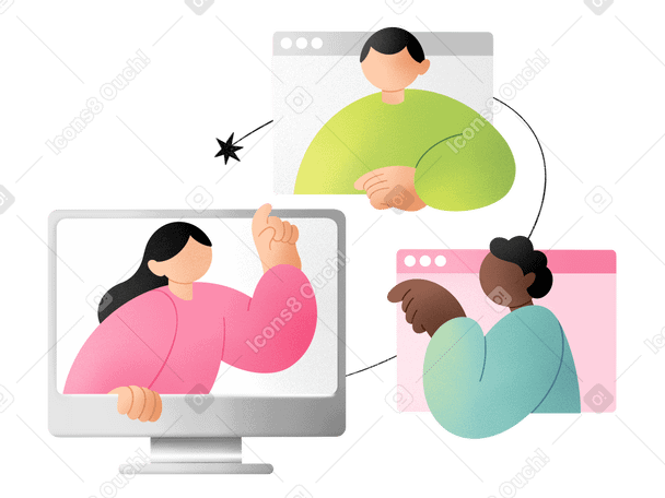 online video conference Illustration in PNG, SVG